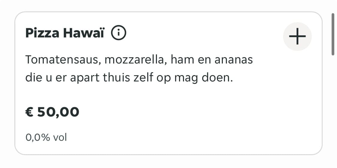 Een screenshot van de Thuisbezorgd-pagina van Via Toledo