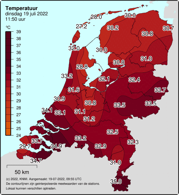 35 graden voor 12.00 uur - KNMI