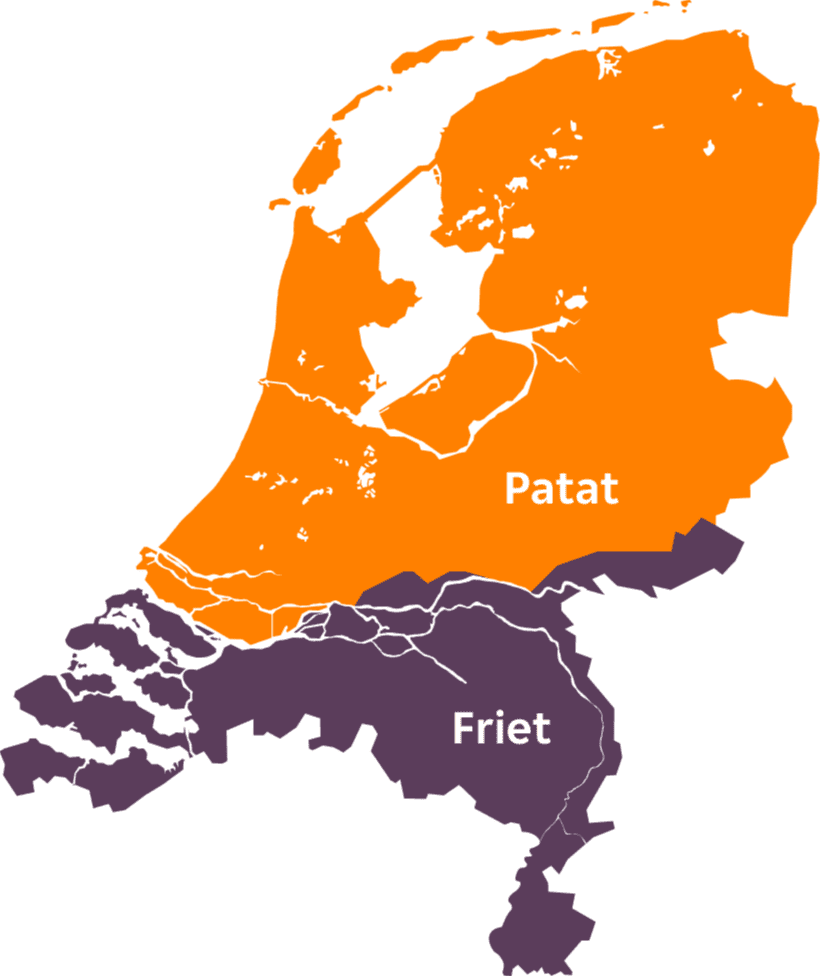 Grens patat en friet op basis van het Snackbaronderzoek van Thuisbezorgd. Beeld: Thuisbezorgd