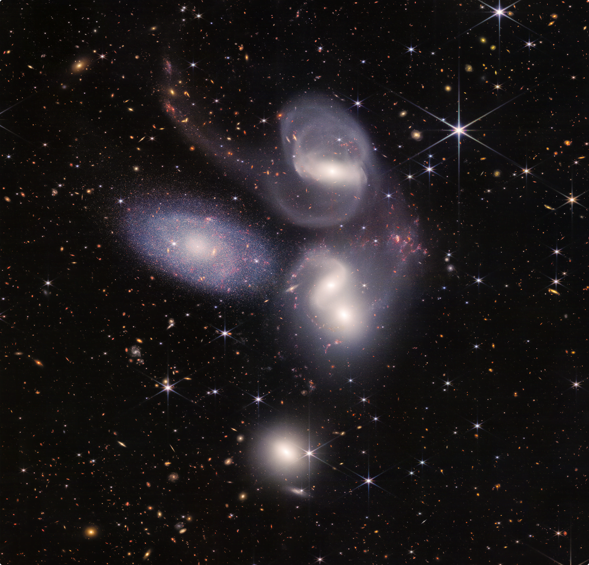 Stephan's Quintet (NIRCam and MIRI Composite Image) 