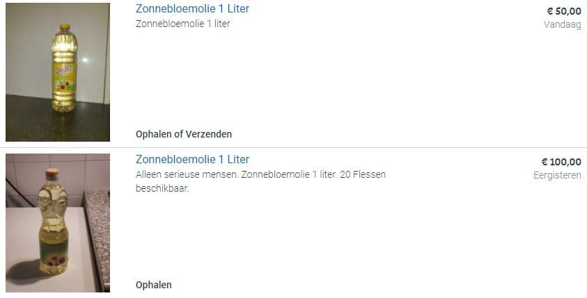 Zonnebloemolie Marktplaats