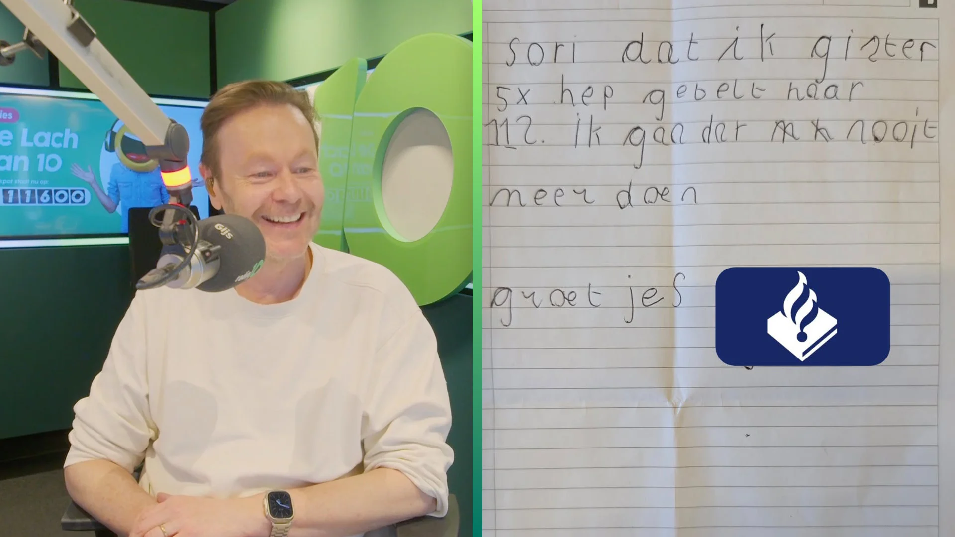 Gijs belt met vader van jongetje (8) die onnodig 112 belde en 'sori' moest zeggen