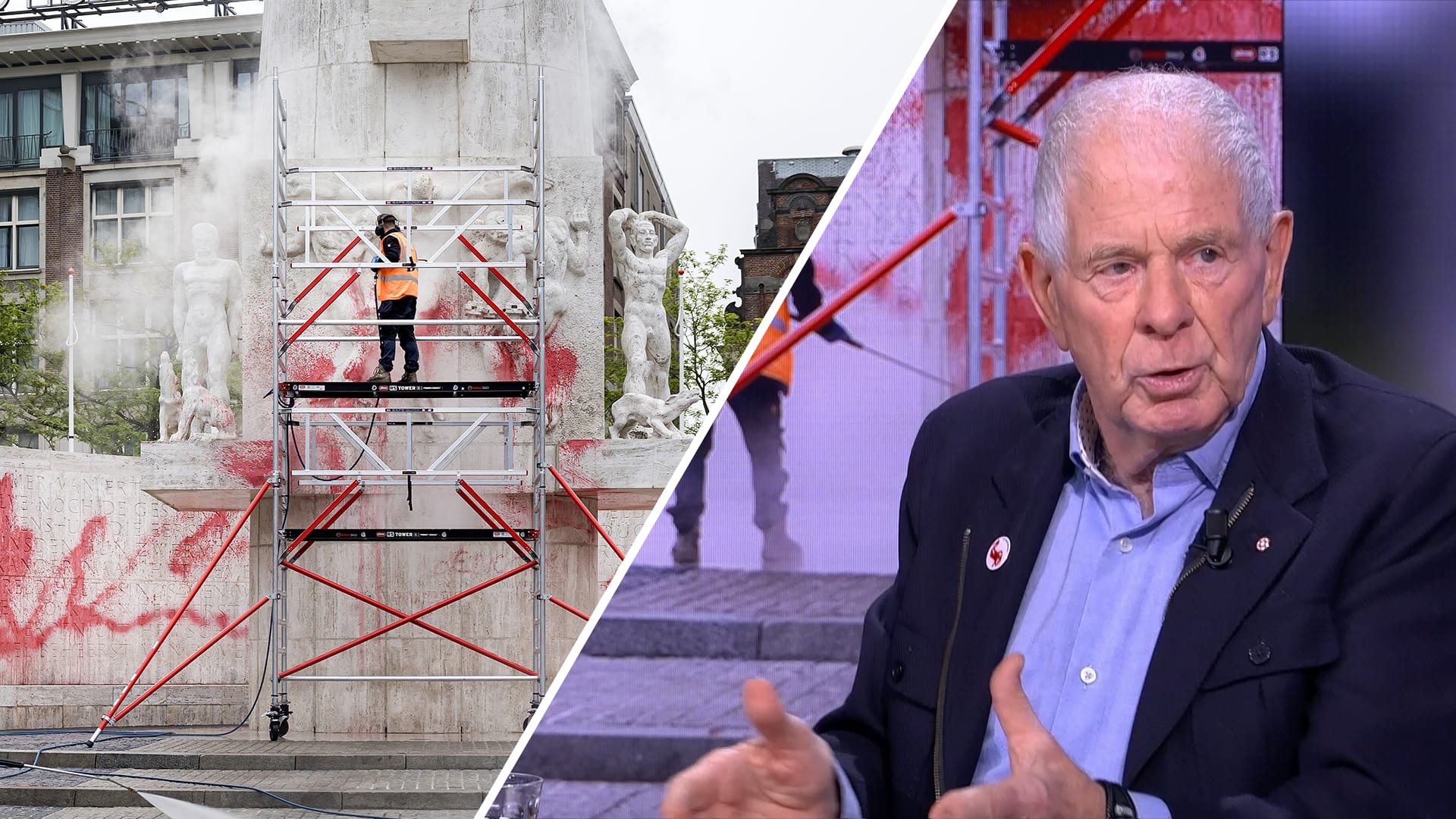 Opnieuw het monument op de Dam beklad door Pro-Palestina aanhangers: 'Schoft eerste klas'