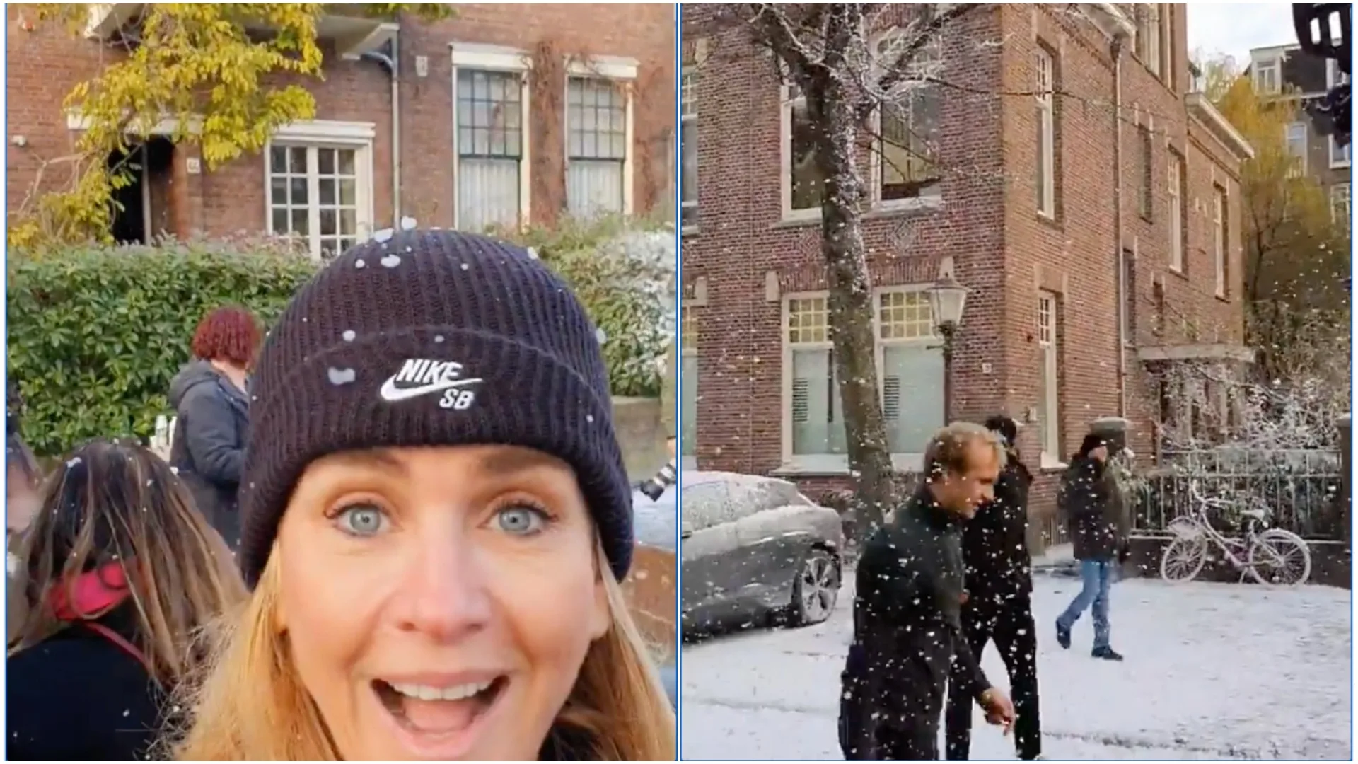 Daphne Deckers deelt bizarre video van sneeuw in Amsterdam