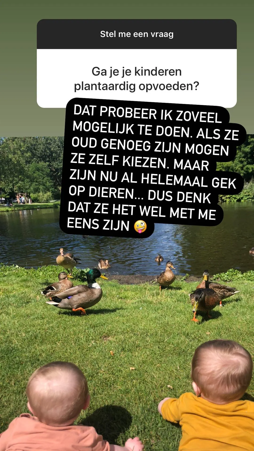 Sanne Vogel gaat tweeling vegan opvoeden