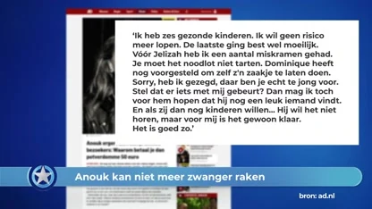 Show Update: Anouk kan niet meer zwanger raken