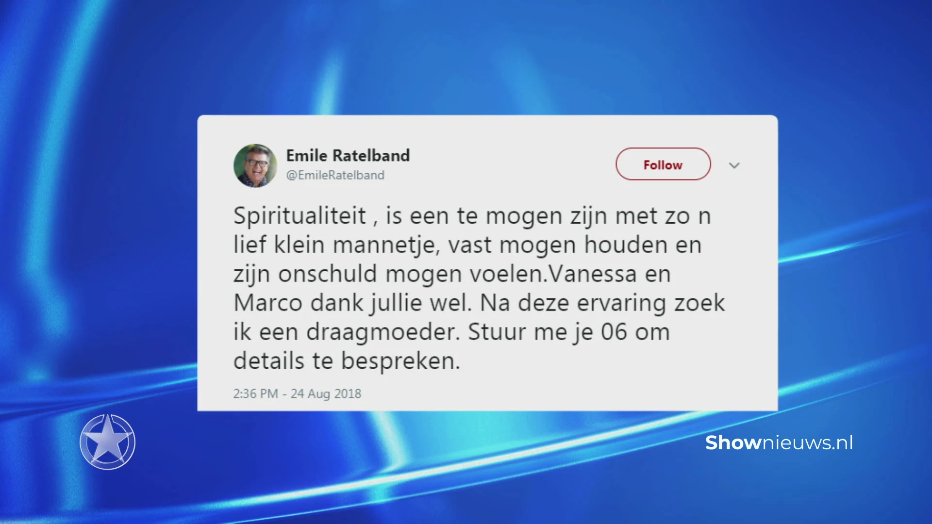 Emile Ratelband vindt al drie draagmoeders