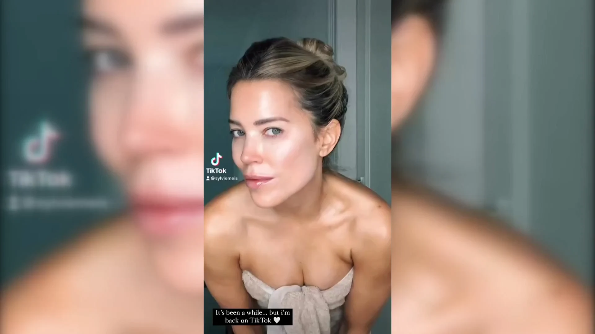 Sylvie onder nietsverhullend handdoekje