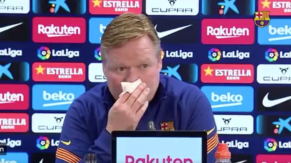 Ronald Koeman krijgt bloedneus tijdens persconferentie