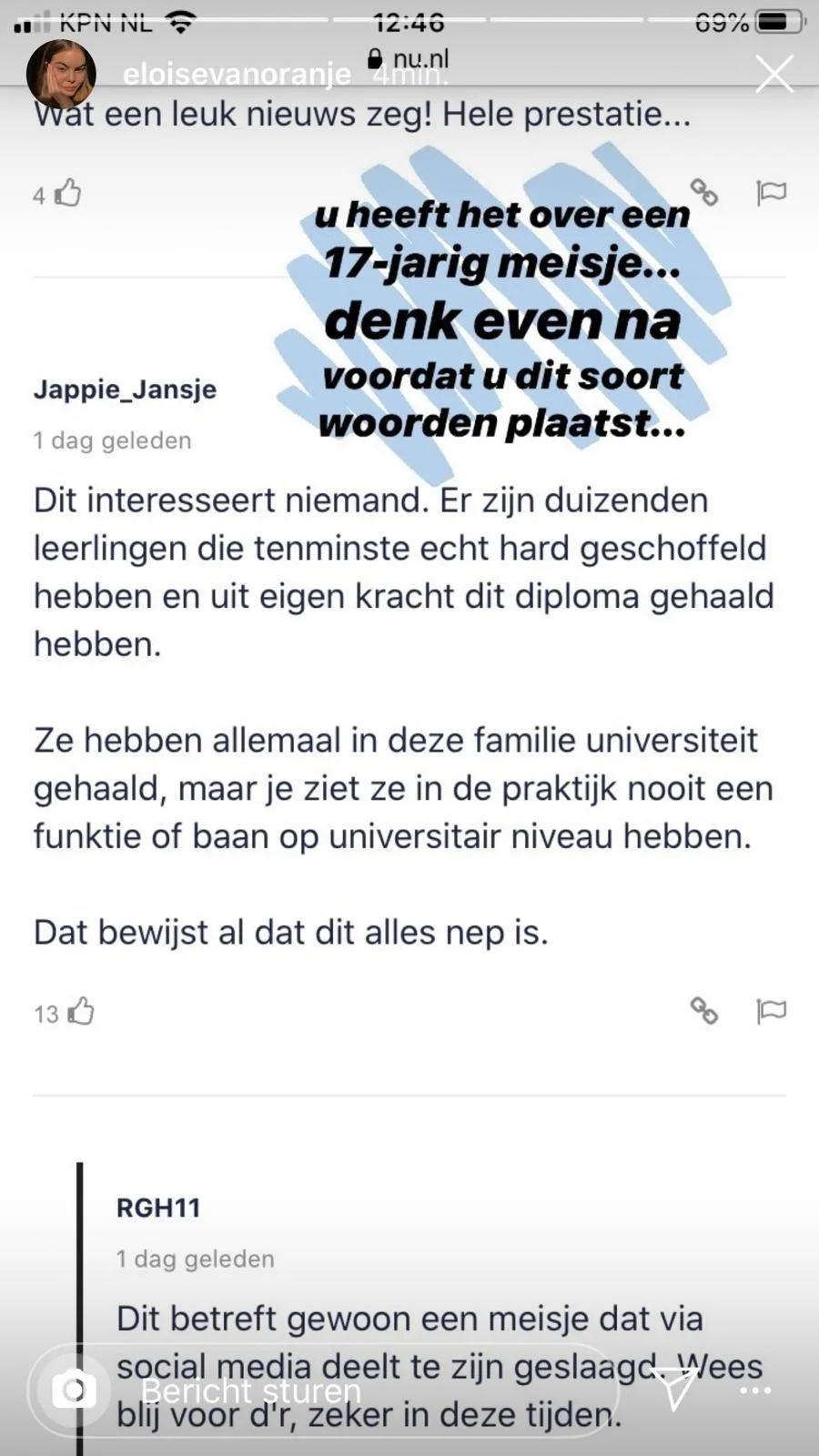 Gravin Eloise zet haters op hun plek