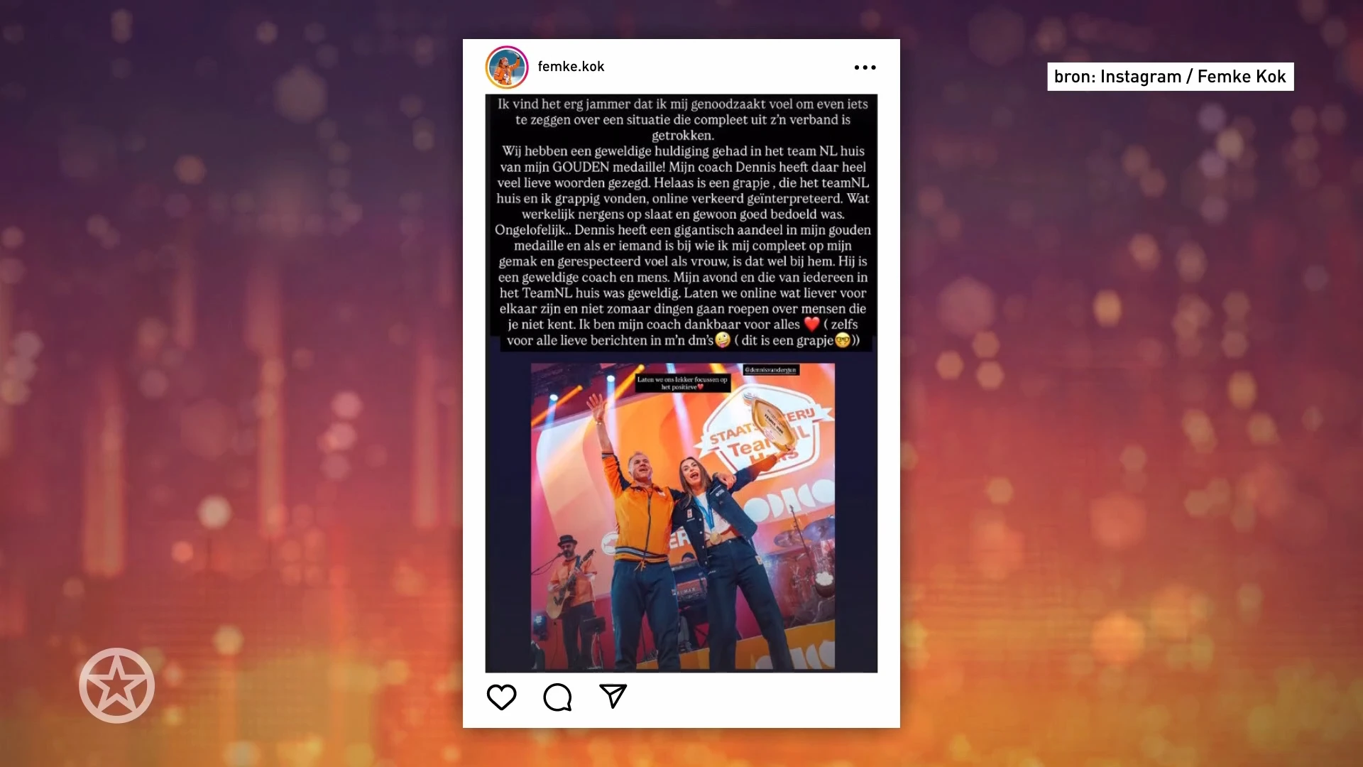 Femke Kok reageert op ophef rondom 'seksistische grap'