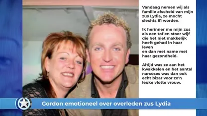 Show Update: Gordon emotioneel over overleden zus Lydia