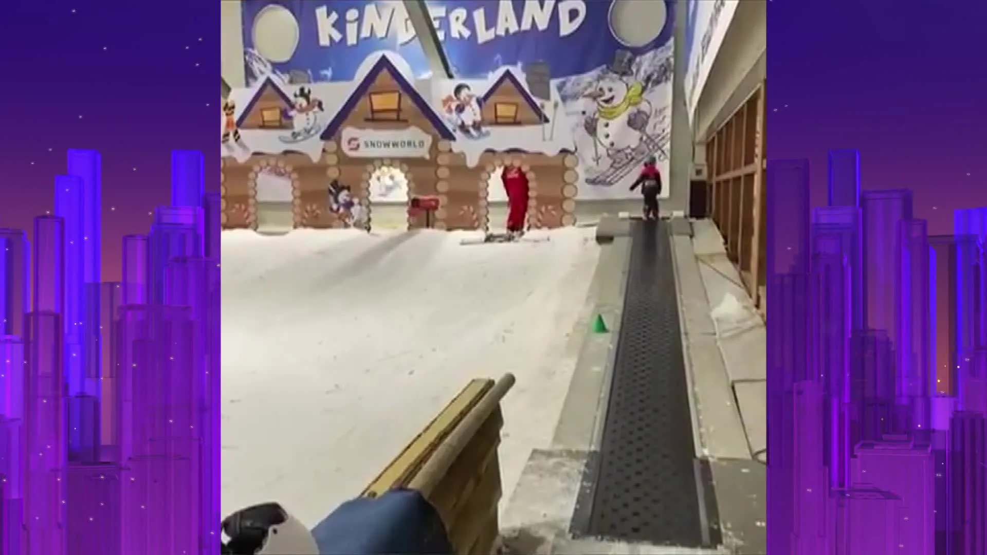 Kleine Dre beleeft eerste ski-les