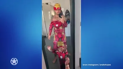 Andre Hazes en zoon houden een verkleedpartijtje