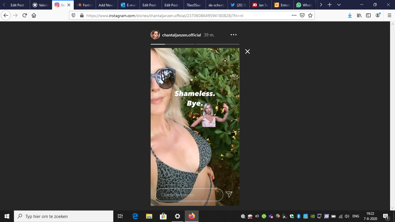 Chantal Janzen deelt 'schaamteloze' bikiniselfie