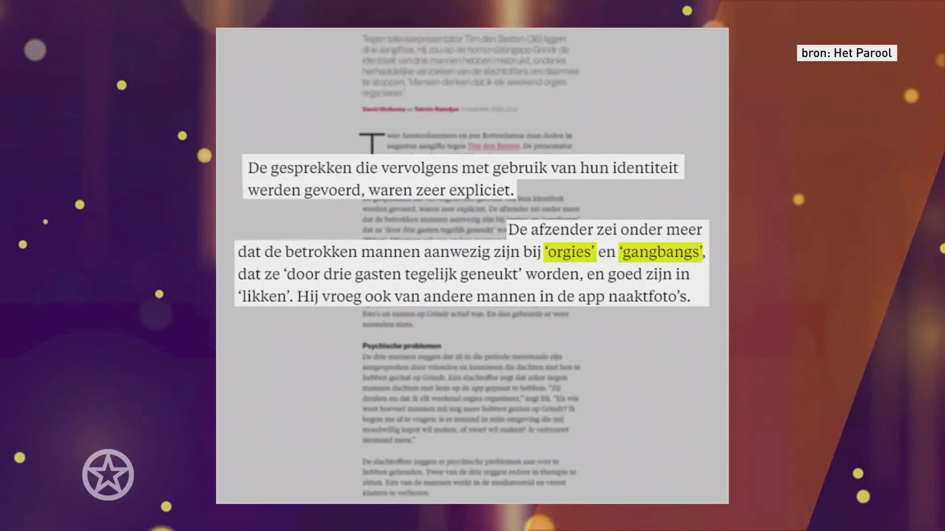 Parool: aangiften tegen Tim den Besten om nepprofiel Grindr