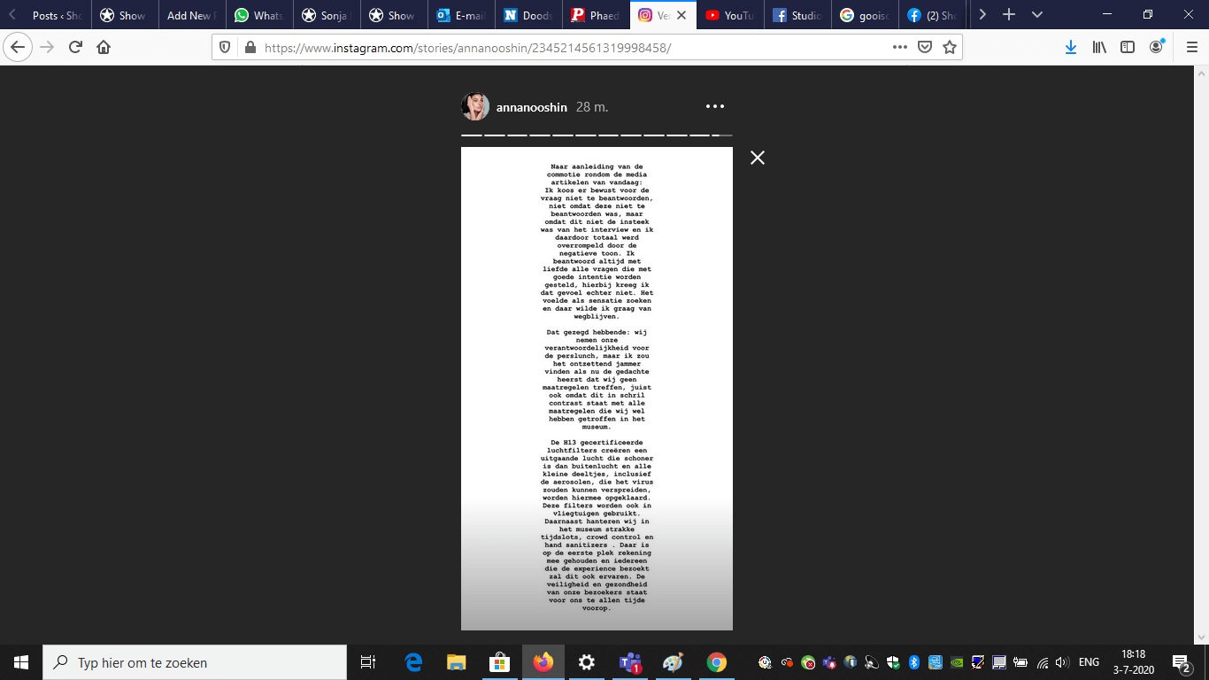 Anna Nooshin reageert op ophef na boos interview