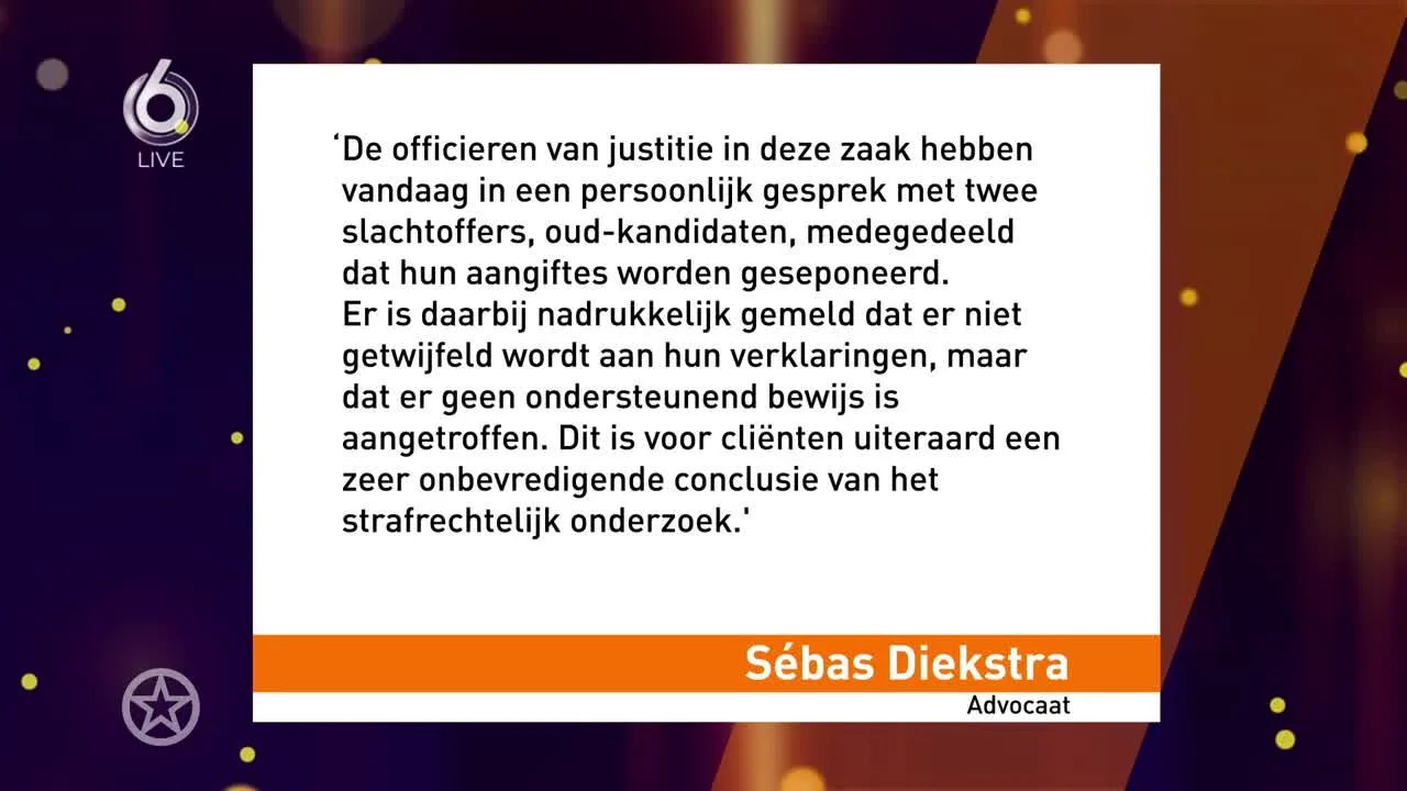 Regisseur The Voice wordt niet vervolgd