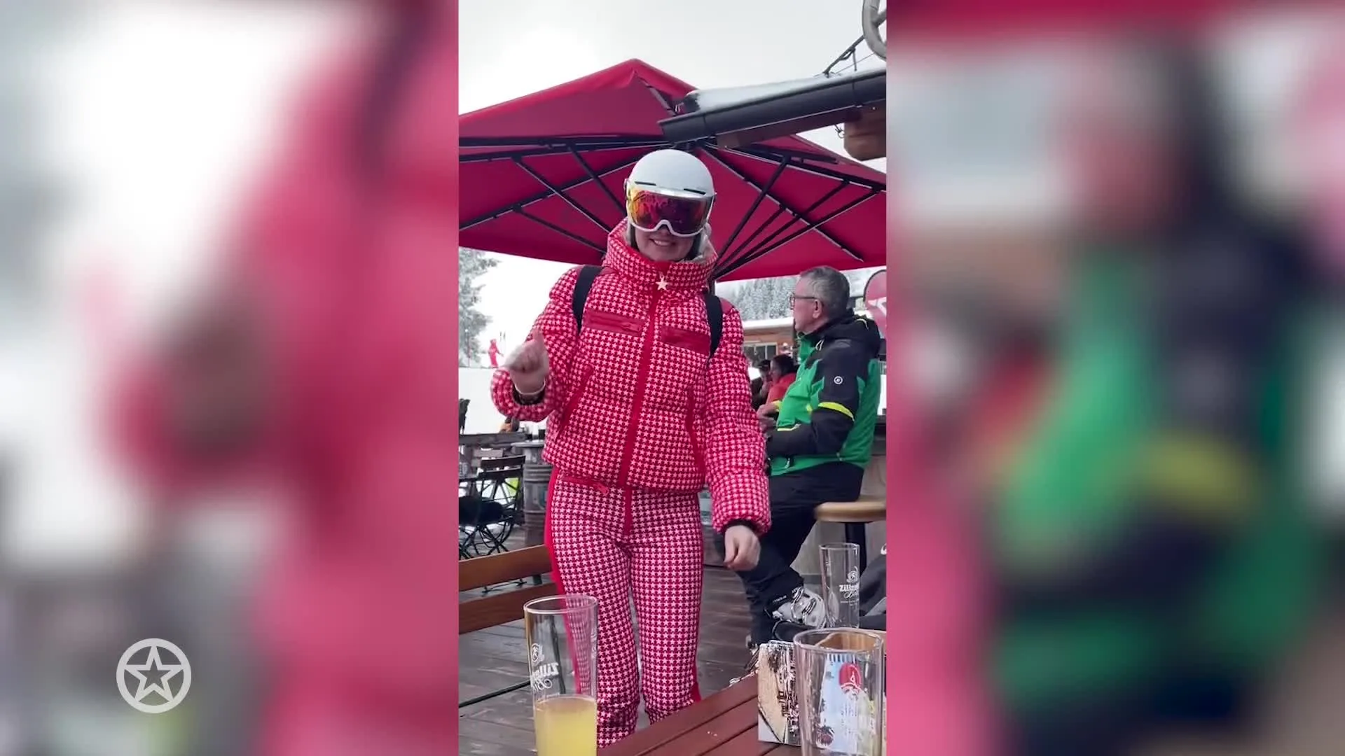 Maxime Meiland dansend op wintersport