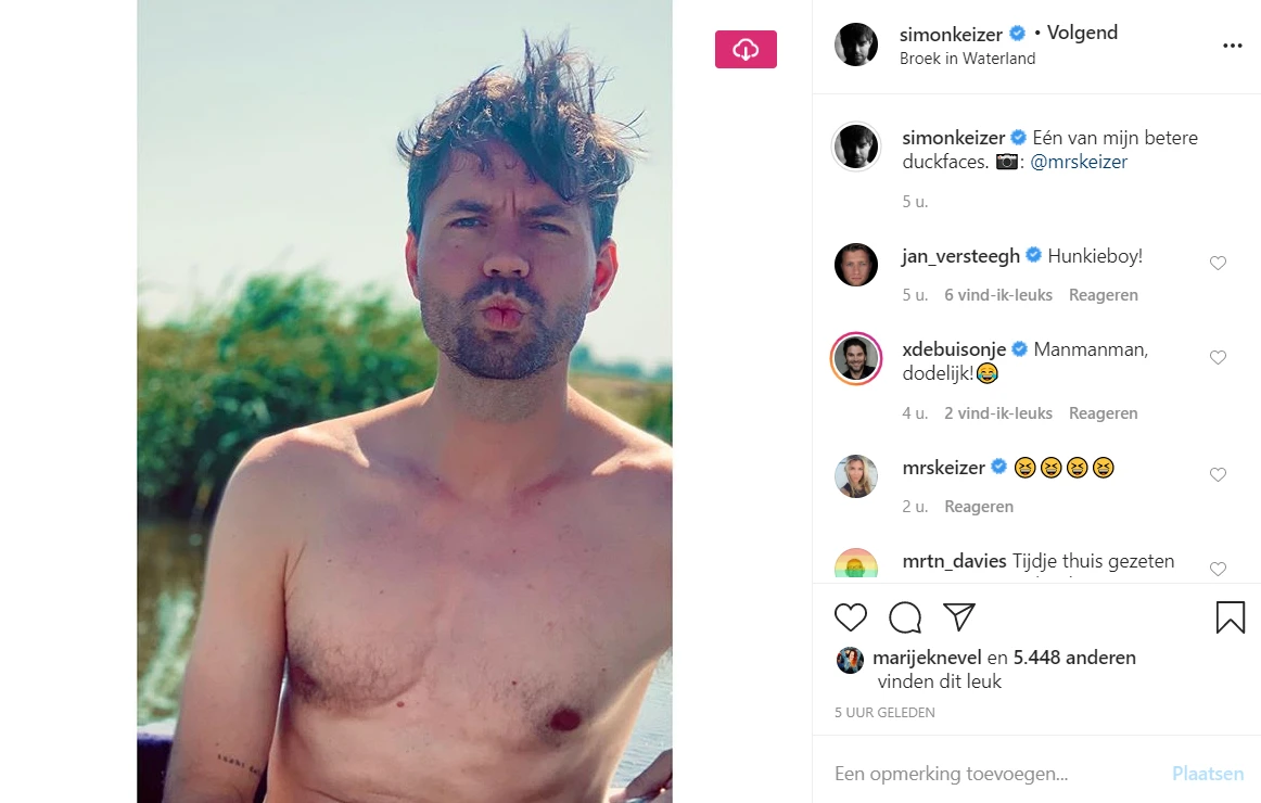 Simon Keizer plaatst halfnaakte foto