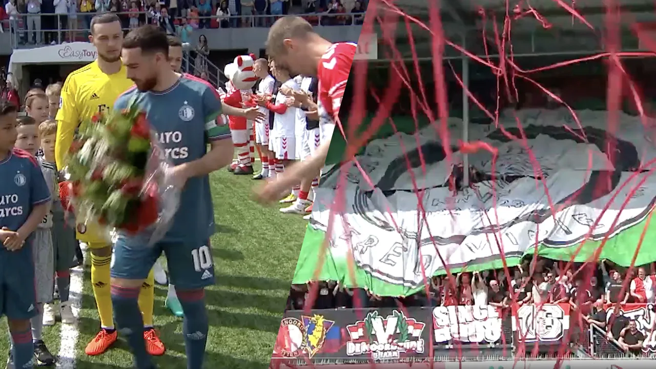 Video: FC Emmen-spelers vormen erehaag voor landskampioen Feyenoord