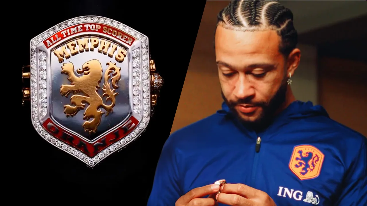 Memphis Depay ontvangt diamanten ring van KNVB: 'Een supermooi gebaar!'