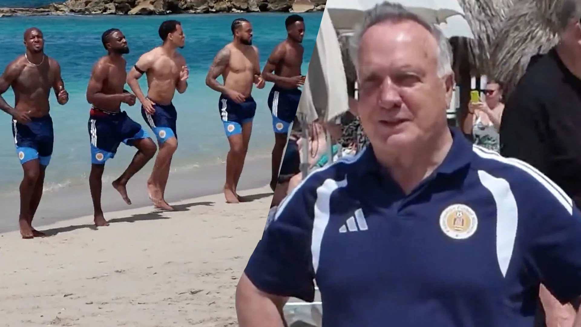 Video: selectie Curaçao traint op het strand in aanloop naar uitzwaaiwedstrijd tegen Aruba
