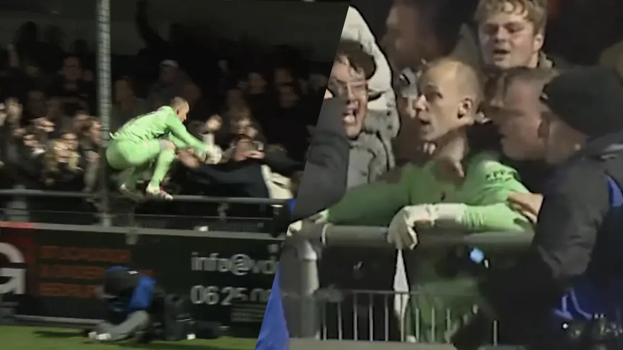 Video: Katwijk-doelman dook vóór beslissing publiek in: 'Ik dacht dat het al klaar was'