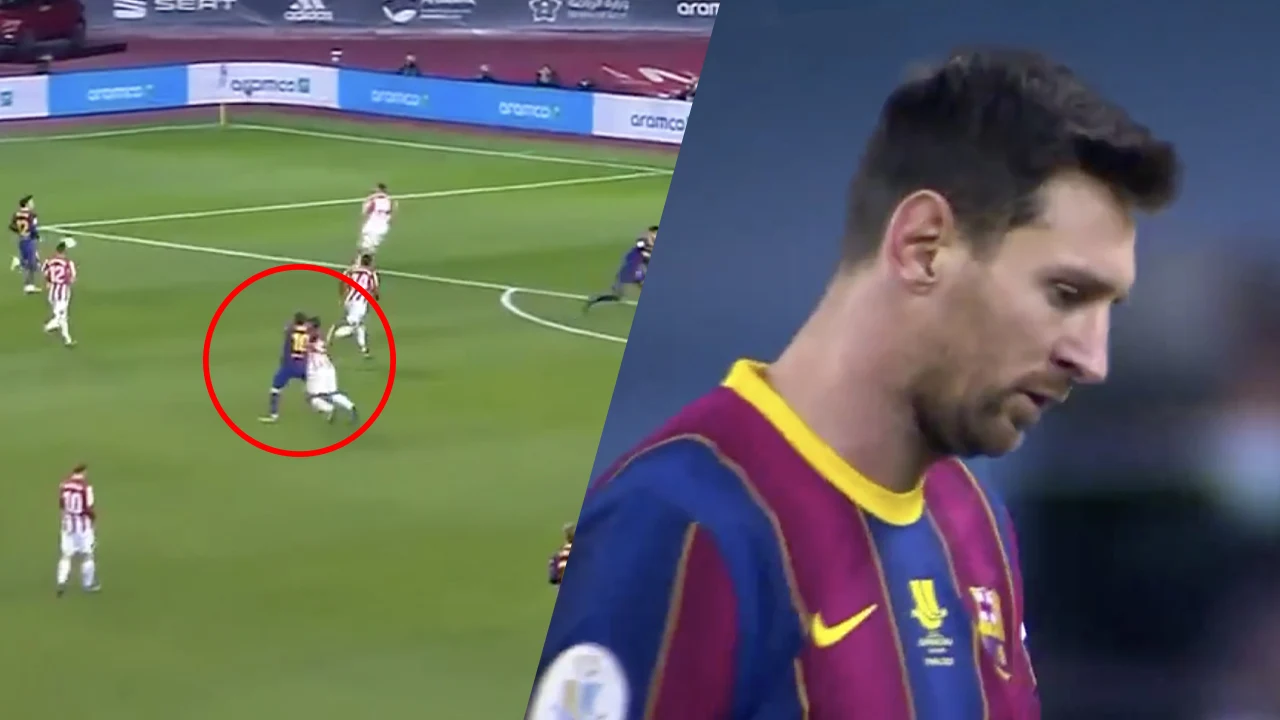 VIDEO: Messi krijgt eerste rode kaart ooit voor Barcelona na klap