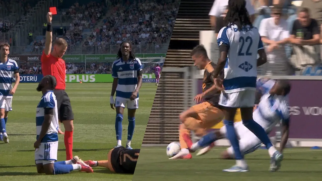 Video: PEC Zwolle verder met tien man tegen Ajax na rode kaart voor snoeiharde tackle