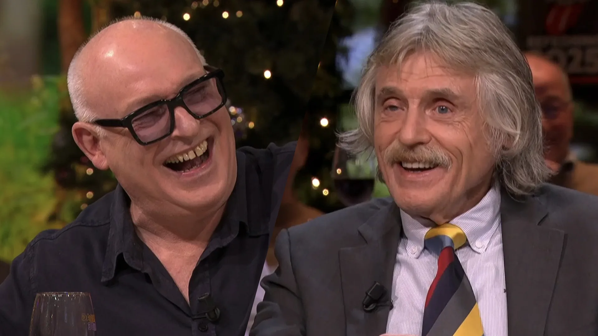 René van der Gijp schiet in de lach om bijna verspreking Johan Derksen: 'Dat wilde je zeggen, hè?!'