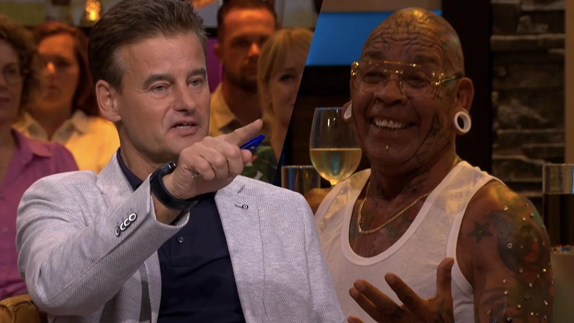 Vandaag Inside-tafel spot opvallende man in publiek: 'Doet dat niet zeer?'