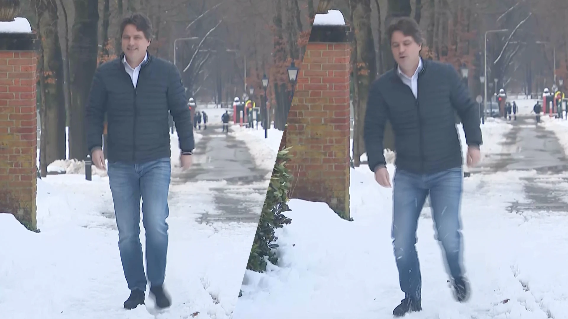 Video: Henri Bontenbal verliest als enige partijleider zijn evenwicht door gladheid