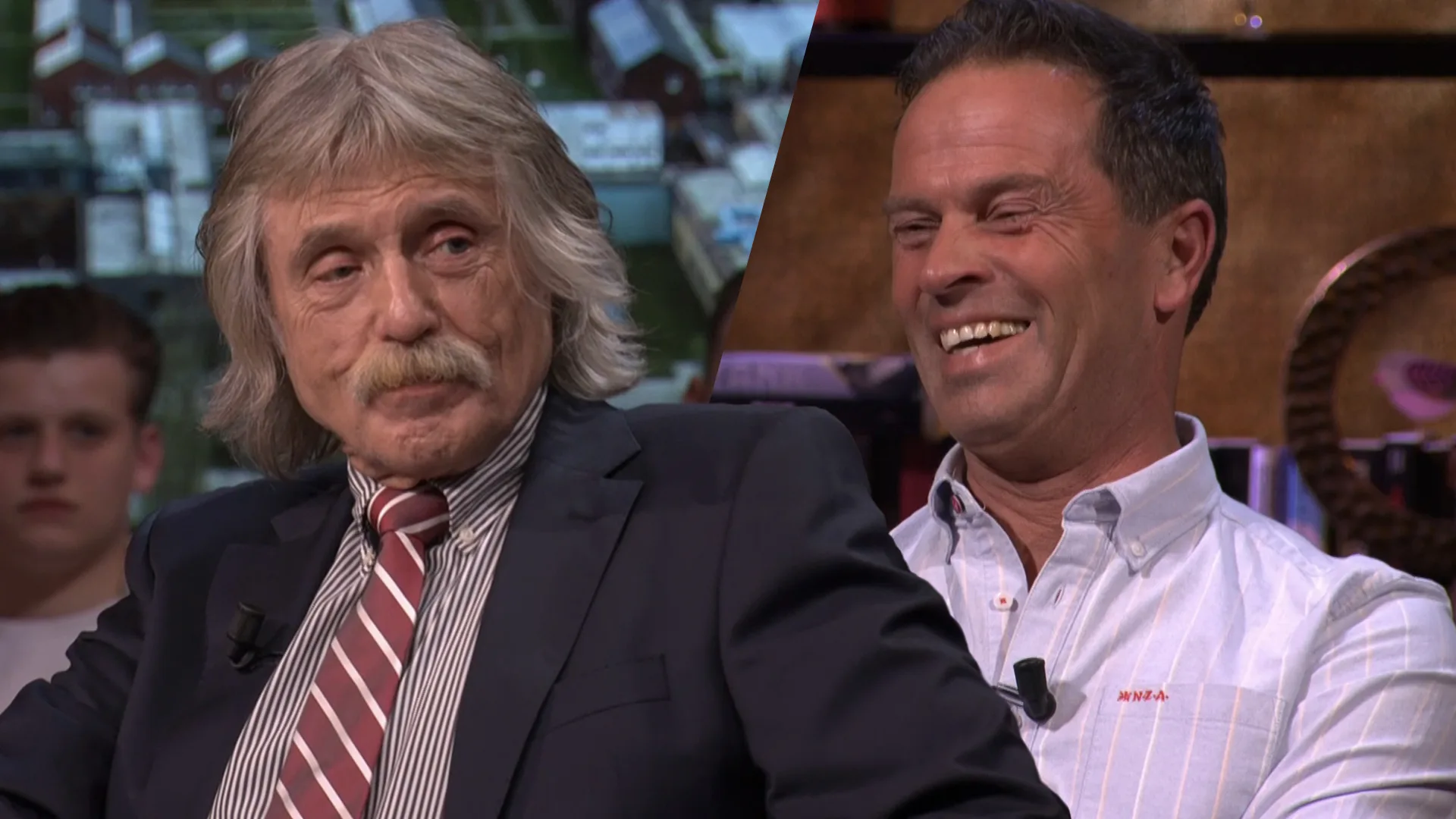 Bas Nijhuis kan zijn lach niet inhouden na grap Johan: 'Hij kan niet fluiten, maar...'