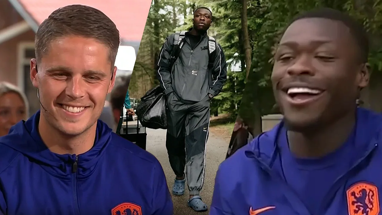 Brobbey lacht om antwoord van Veerman over zijn Crocs