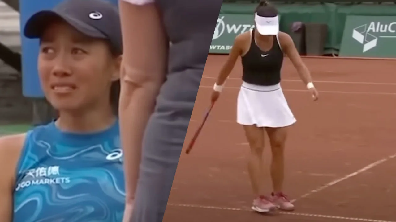 Video: tennisster Zhang Shuai geeft huilend op nadat tegenstander balfadruk wegveegt