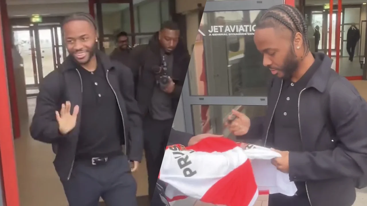 Video: Raheem Sterling warm onthaald door Feyenoord-supporters in Rotterdam