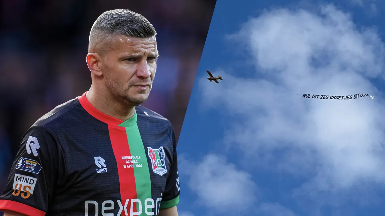 Vitesse-fans treiteren NEC'ers met vliegtuigje boven Nijmegen na verloren bekerfinale