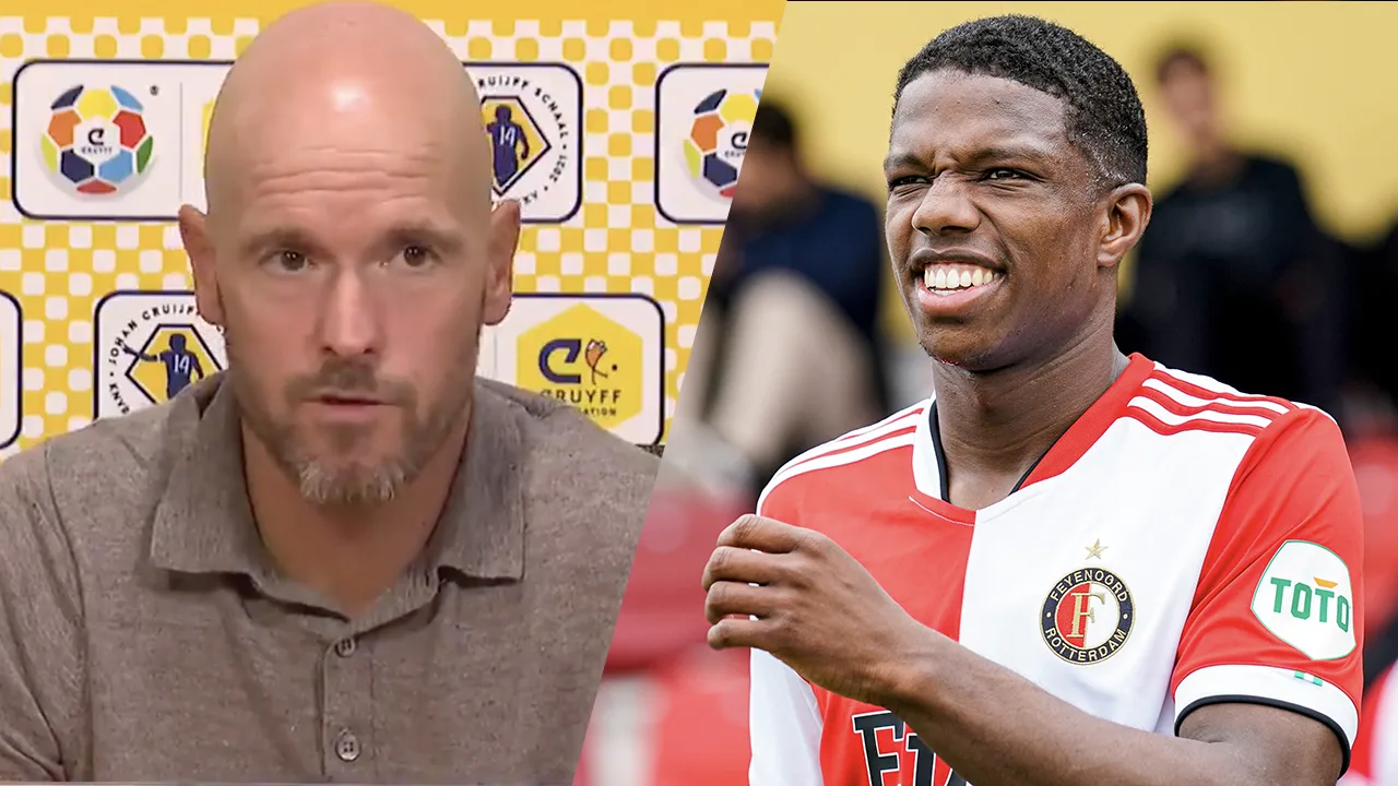 Ten Hag over Feyenoorder Malacia: 'Vinden Overmars en ik een goede speler, ja'