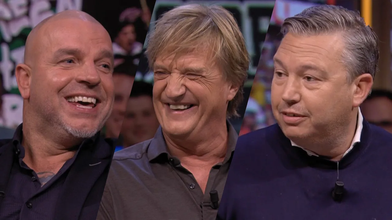 Andy van der Meijde, Wim Kieft en Martijn Krabbendam vrijdag aan tafel bij Veronica Offside