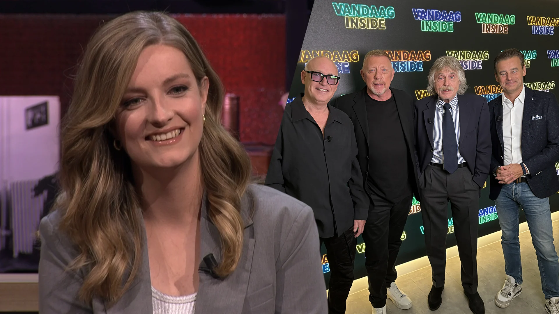 Merel Ek lacht om steenkolenengels van Vandaag Inside-trio in uitzending met Boris Becker