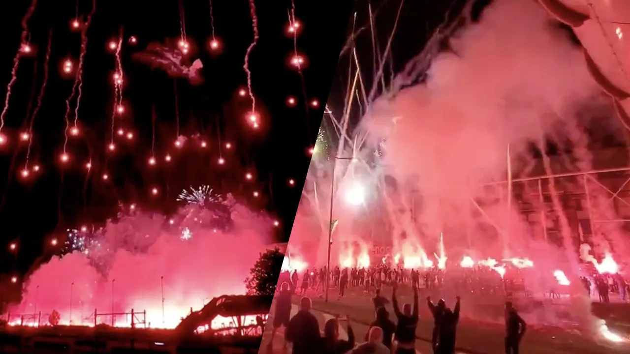 Video: Feyenoord-fans vieren 115-jarig bestaan met grote vuurwerkshow bij De Kuip