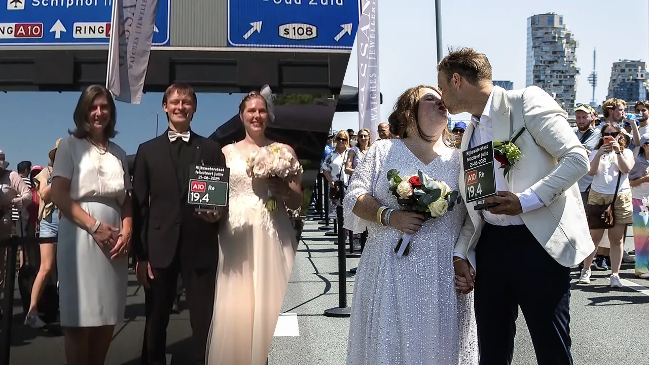 Video: Twintig stellen trouwen tijdens feest op A10 ter ere van 750-jarig bestaan van Amsterdam