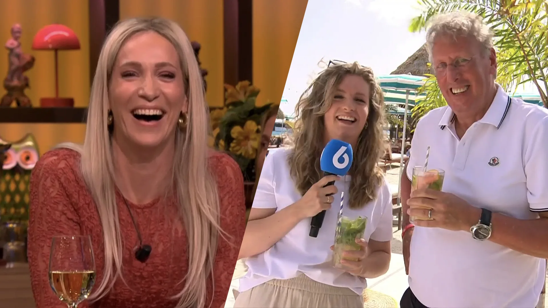 Merel Ek in videocall met Chris Woerts op Curaçao: 'Ik krijg op mijn flikker als ik dit laat zien!'