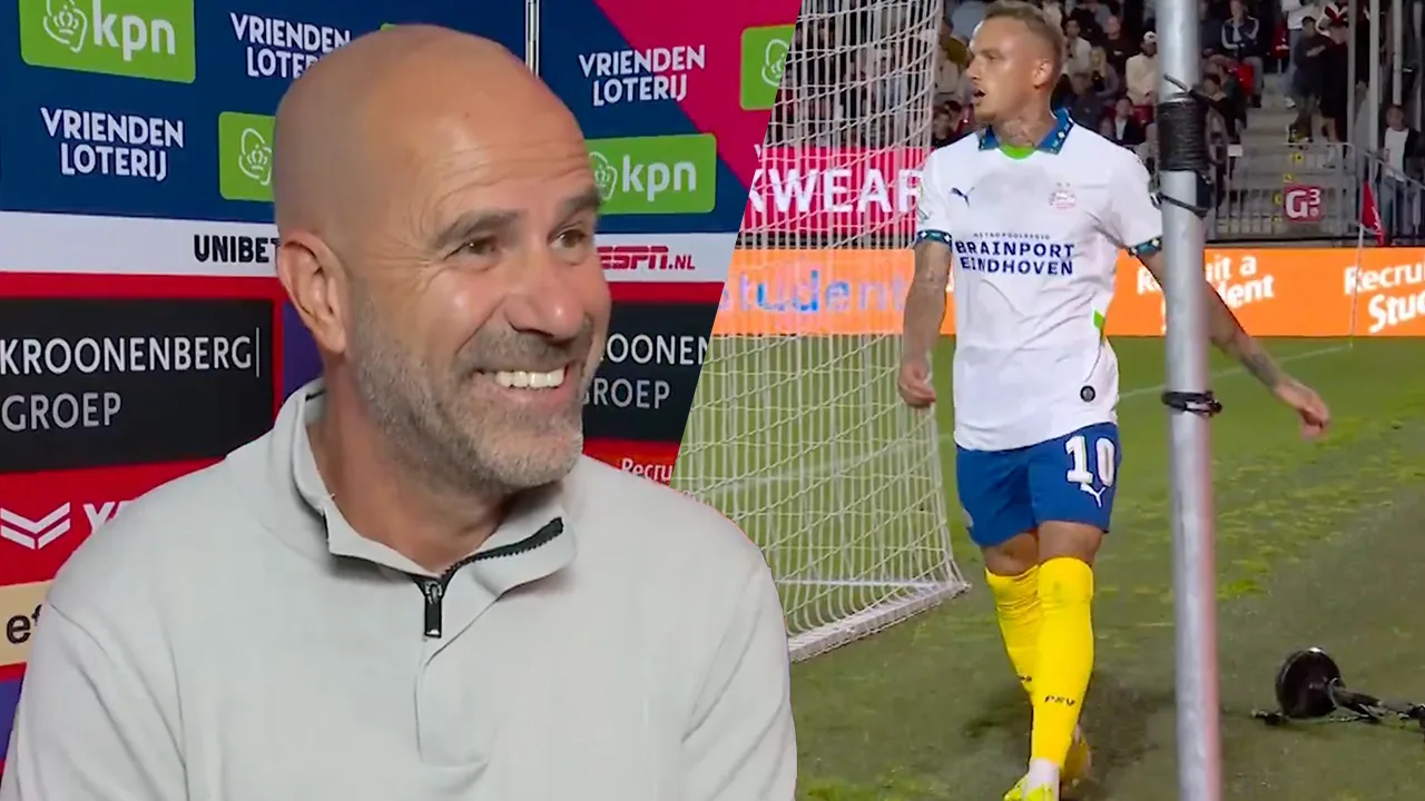 Peter Bosz lacht om gedrag Noa Lang bij wissel: 'Dit is toch raar?'