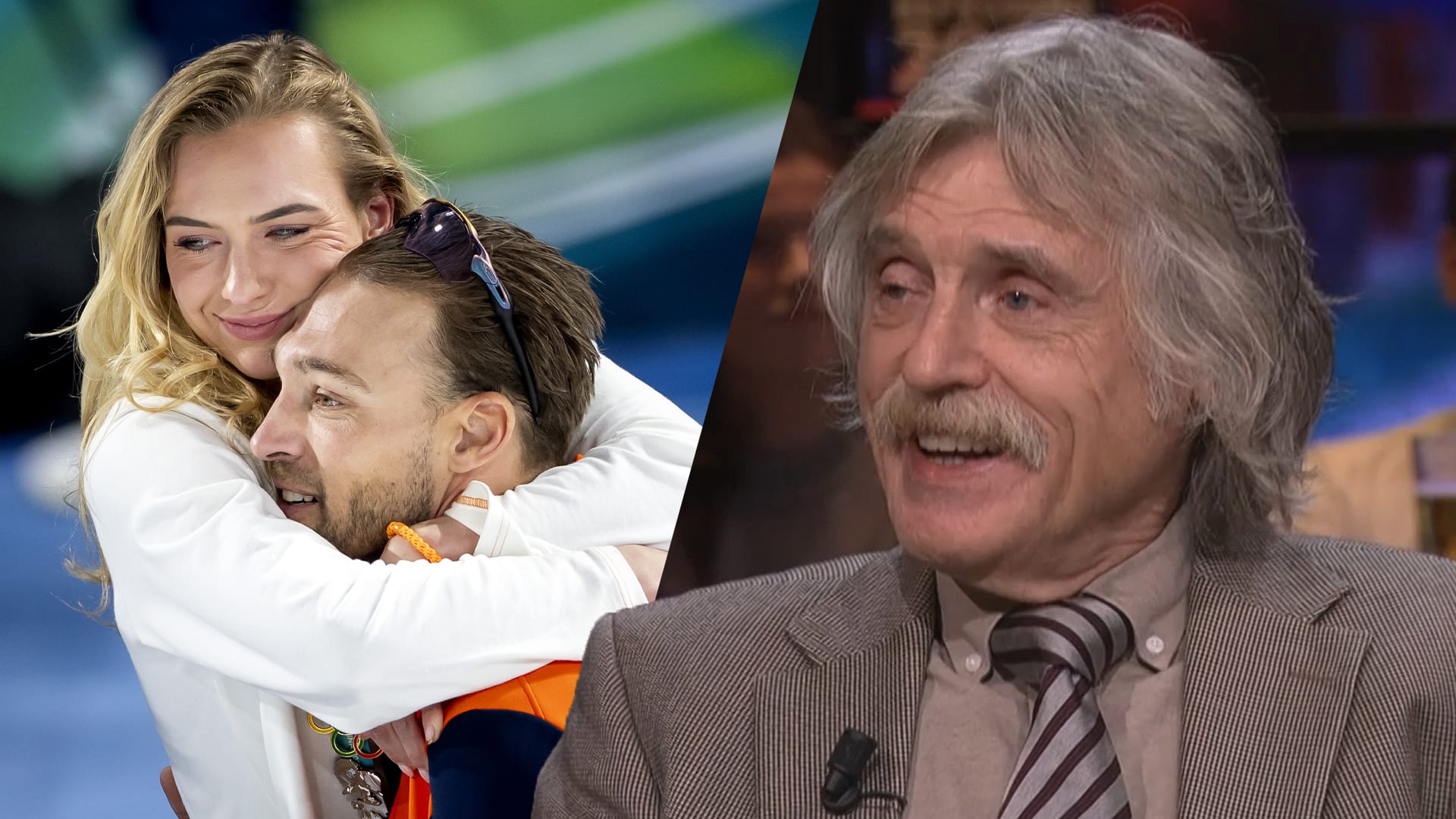 Johan Derksen onder de indruk van vriendin Kjeld Nuis: ‘Zou ik blijer mee zijn dan met brons!’