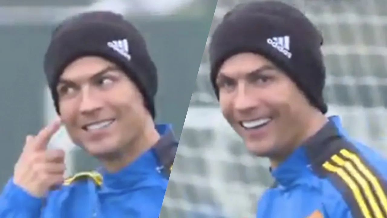 VIDEO: Ronaldo grapt over zijn haarverf tijdens training