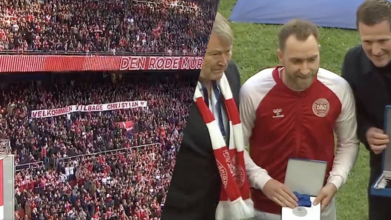 VIDEO: Christian Eriksen krijgt warm welkom in stadion van hartstilstand