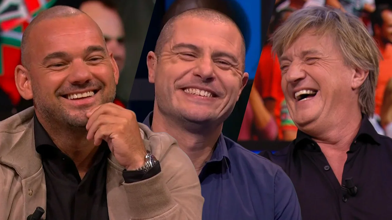 Wesley Sneijder, Danny Koevermans en Wim Kieft maandag bij Veronica Offside