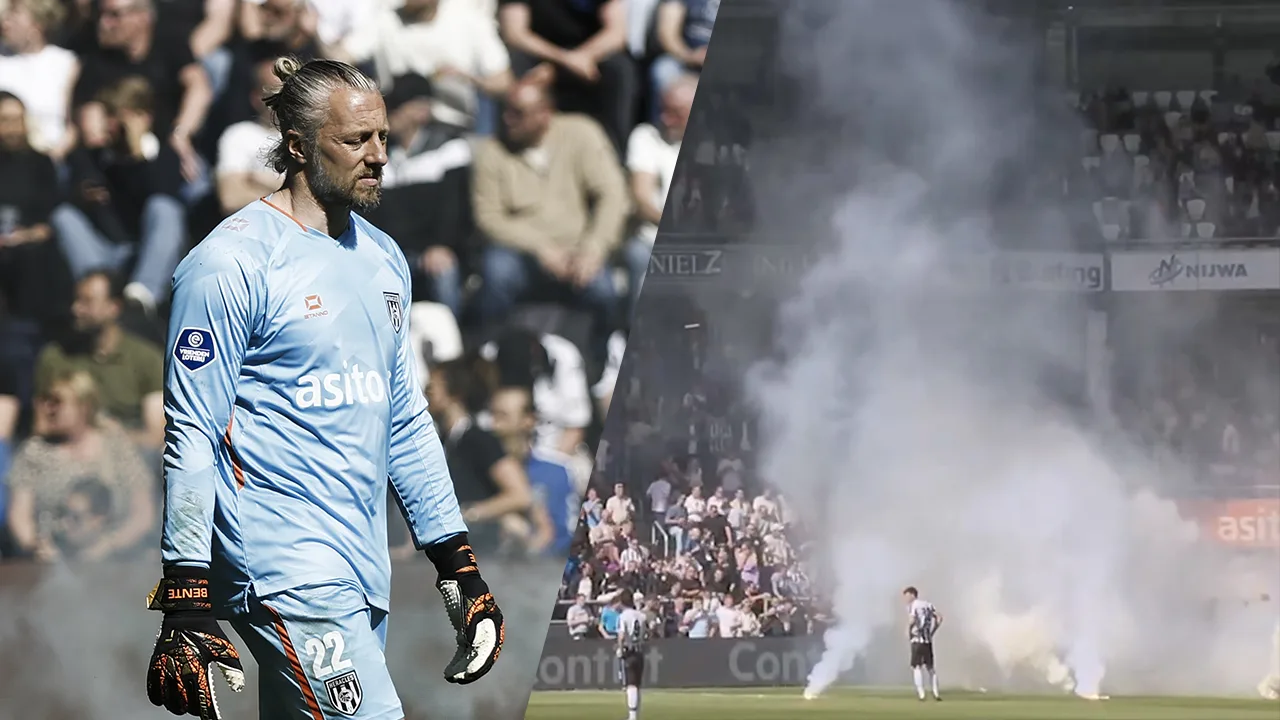 Video: Heracles Almelo degradeert na drie jaar uit Eredivisie, fans gooien vuurwerk op het veld